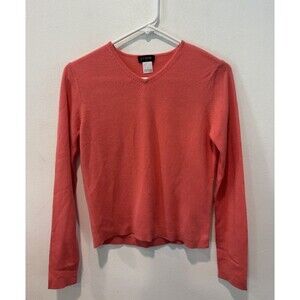 J.Crew Womens 100% Cashmere Classic Sweater V Neck Long Sleeve Pink Size Small